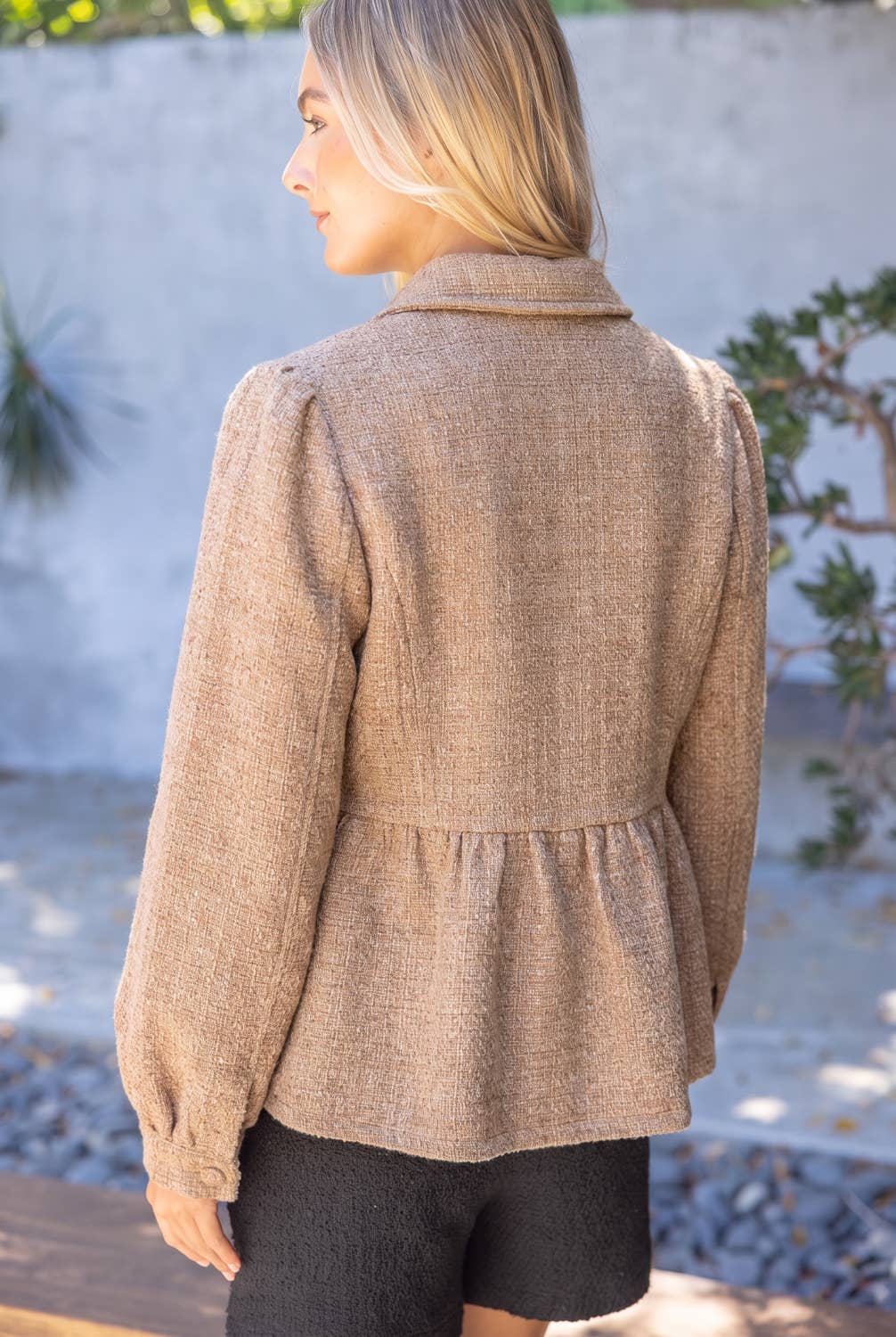 The Duchess Peplum Jacket-Tan