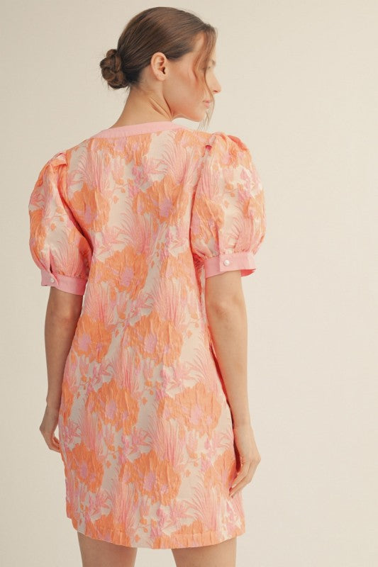 La Fleur Jacquard Dress-Peach