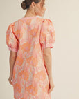 La Fleur Jacquard Dress-Peach