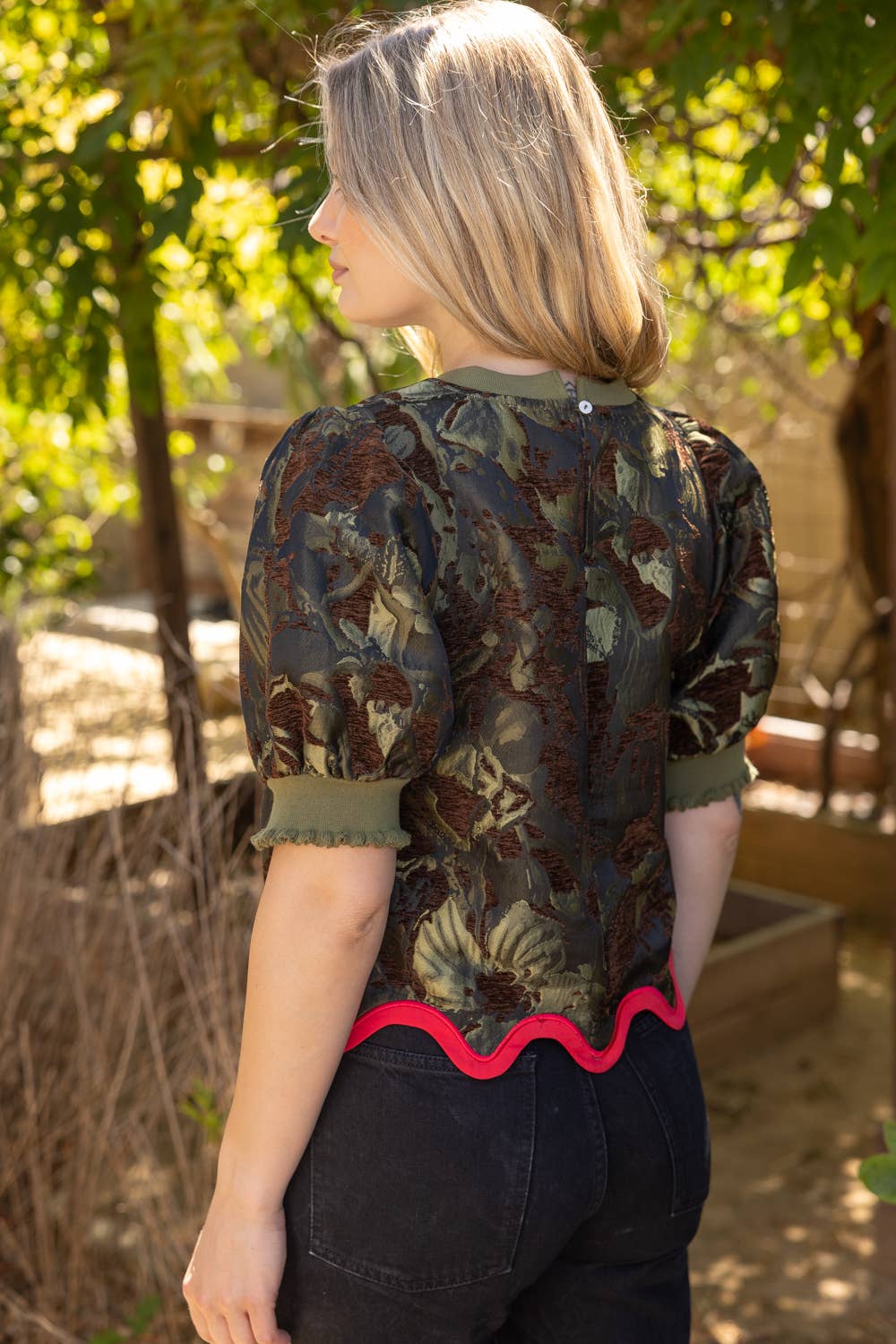 Floral Sketch Jacquard Top