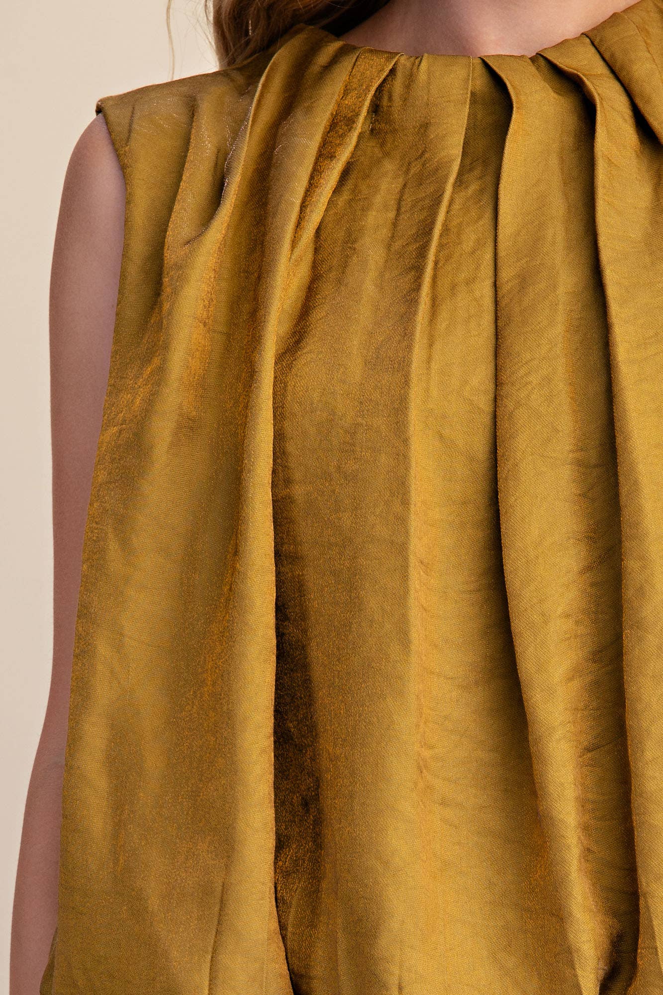 Estelle Pleated Balloon Top-Mustard