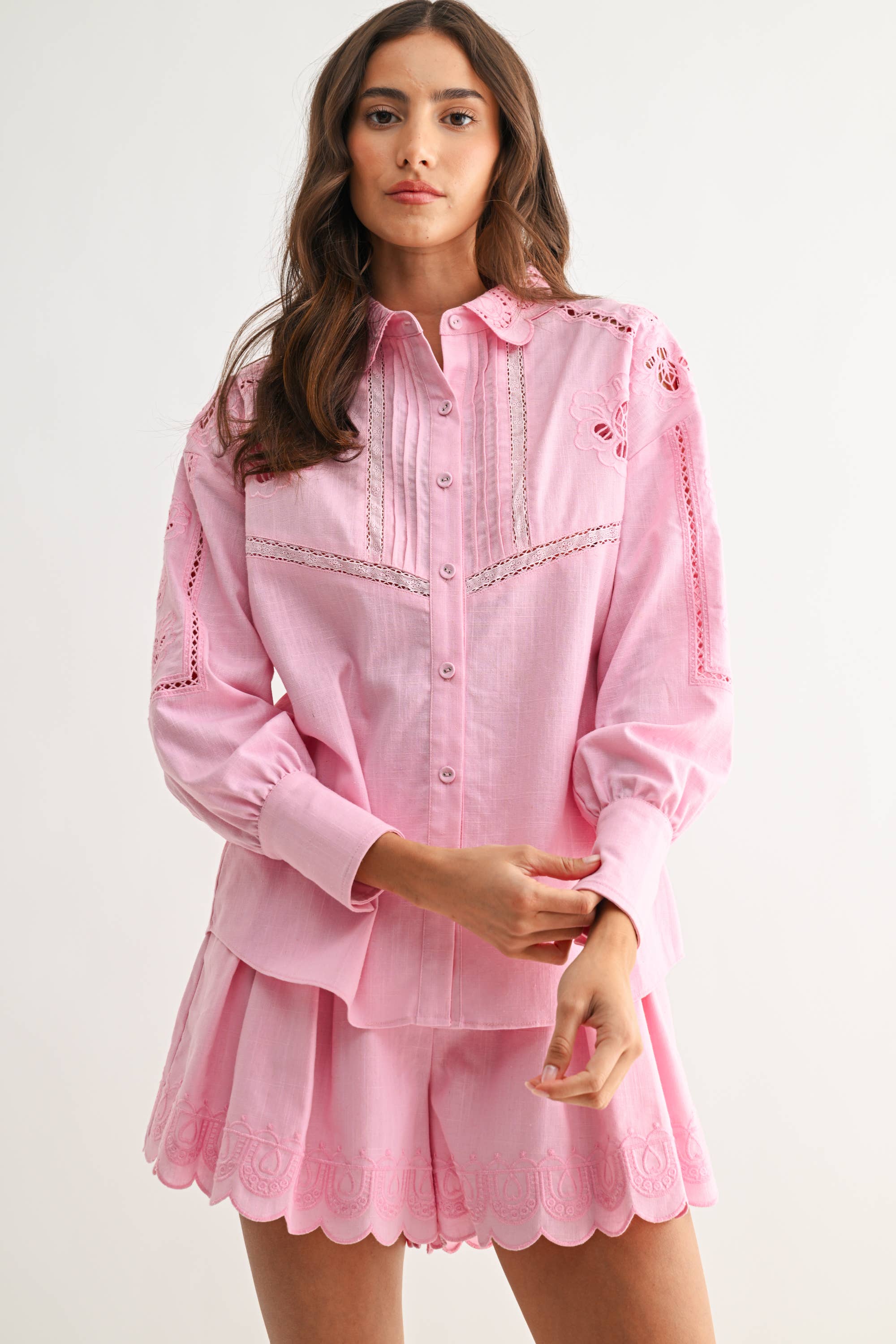 Western Romance Short Set-Pink