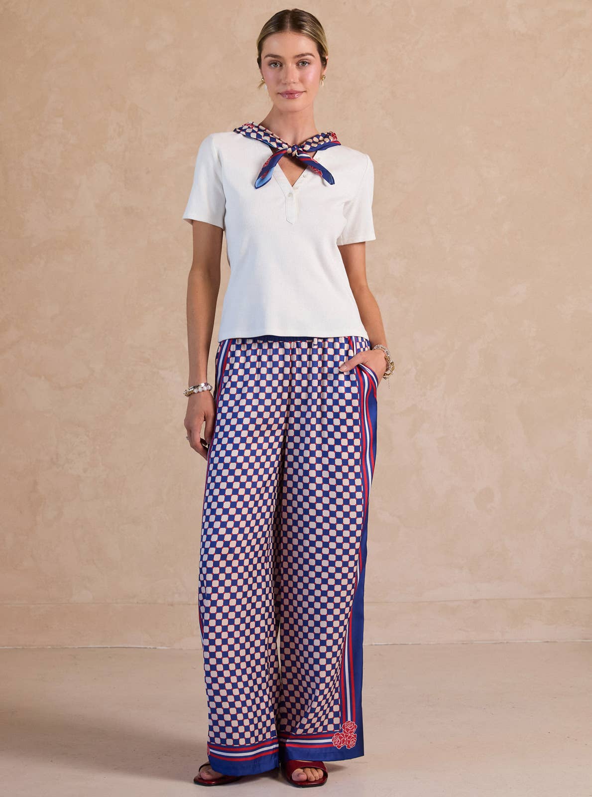 Checkerboard Wide Leg Pants