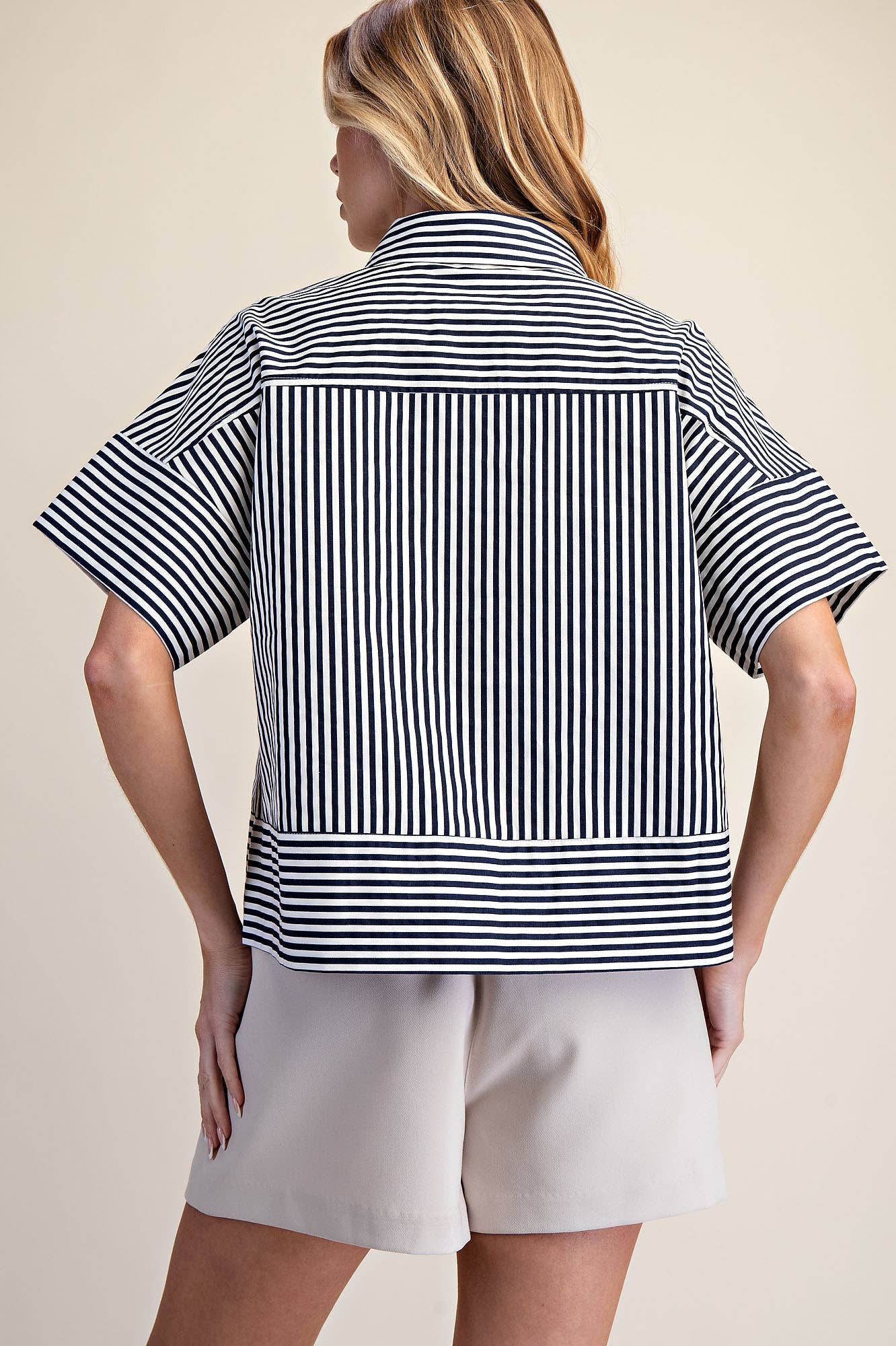Portside Button Down Top-Navy