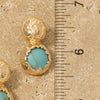 Hammered Dome And Stone Stud Dangle Earrings