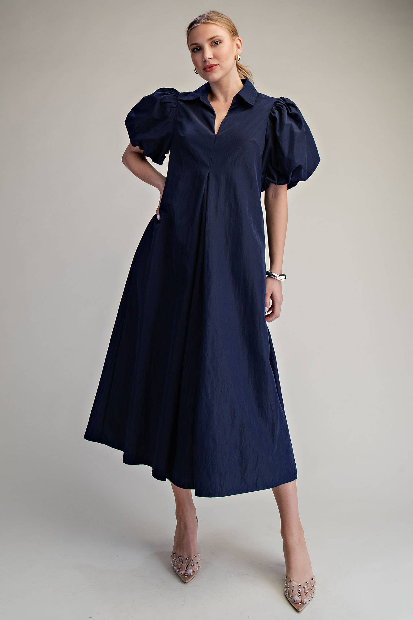 Love Story Midi Dress-Navy