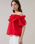 Great Night Off Shoulder Top-Red