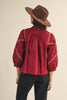 Marfa Bound Embroidered Top-Burgundy