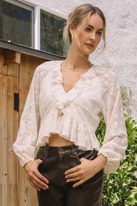 Romantic Wishes Ruffle Lace Top