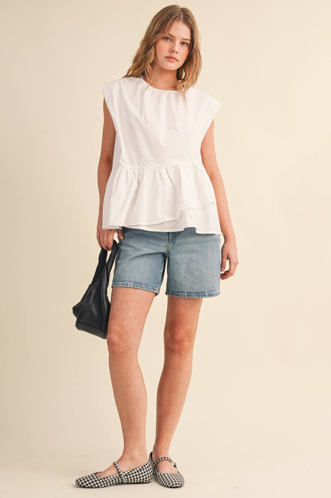 Sunday Melody Peplum Top-Off White