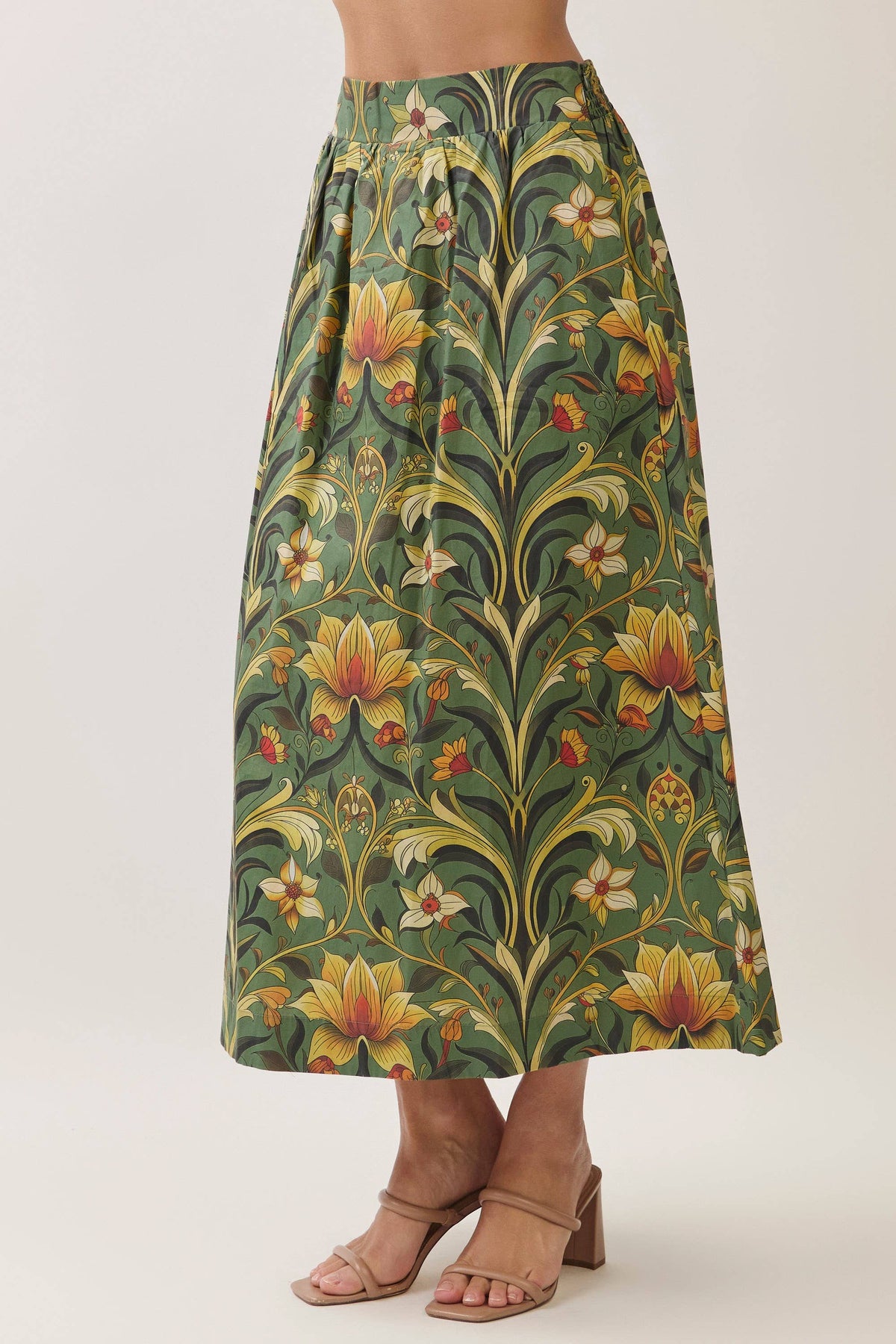 Fleur De Jardin Maxi Skirt-Olive