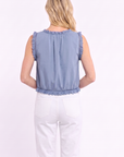 Vintage Grace Embroidered Top-Dusty Blue