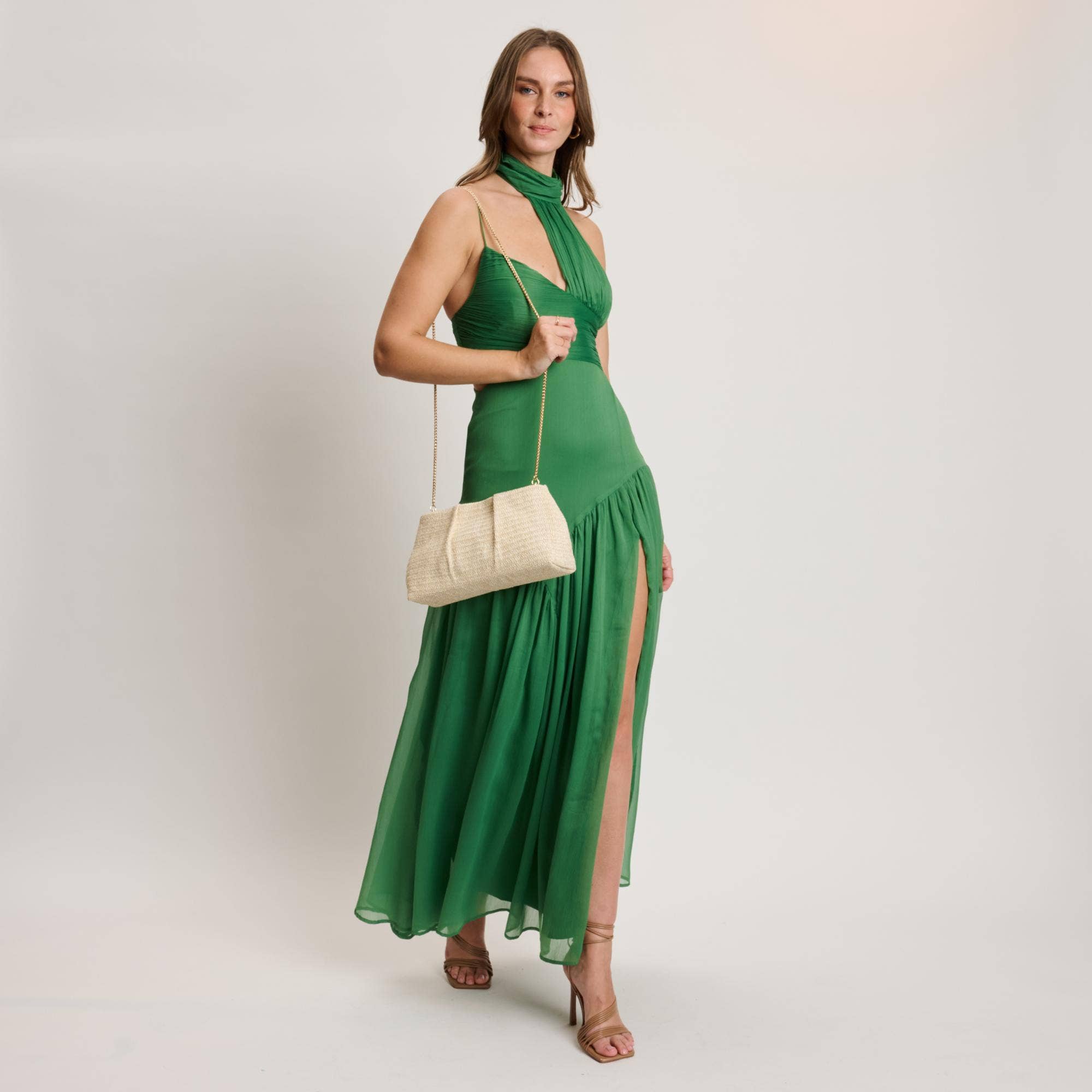 Breeze Woven Clutch-Coral