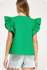 Kind Eyes Poplin Top-Emerald