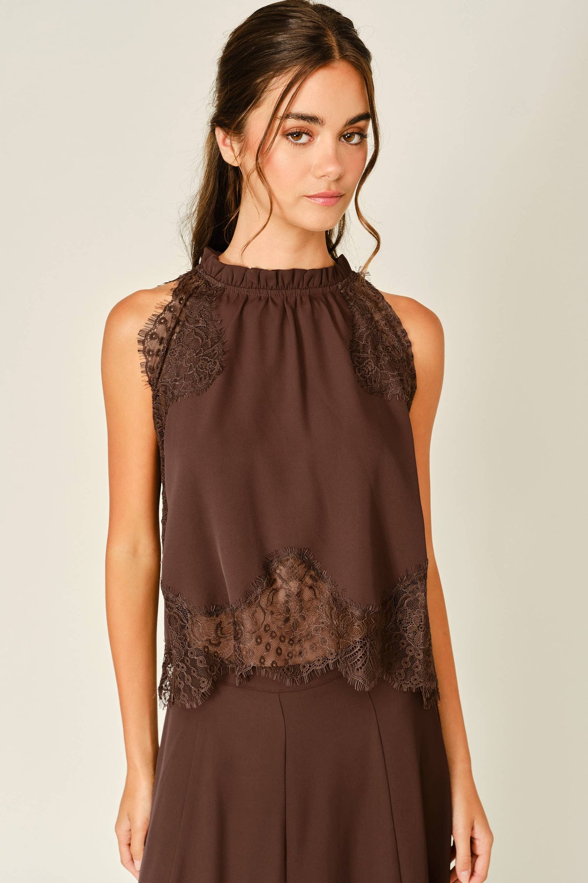 Rosalie Lace Top-Brown