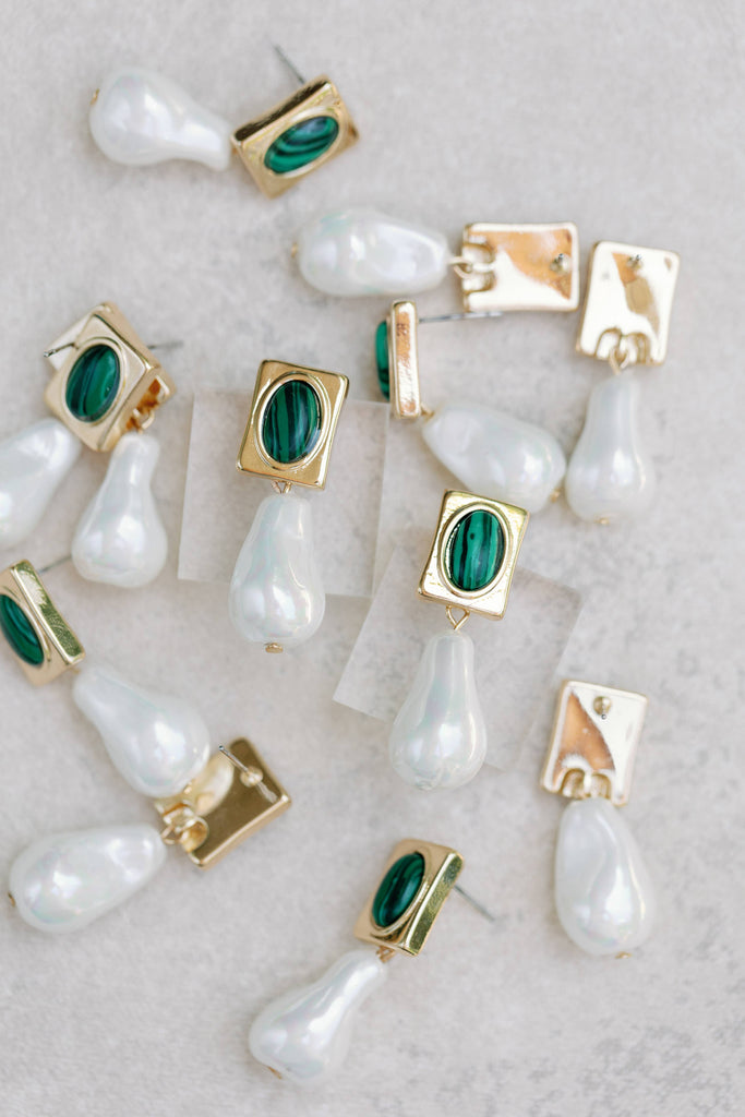 Vintage Malachite Drop Earrings