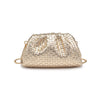 Tate Woven Frame Clutch-Gold