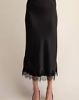 Lace Allure Midi Skirt-Black