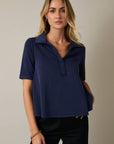 Office Chic Polo Top-Navy