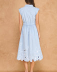 Garden Cutwork Embroidered Midi Dress-Chambray