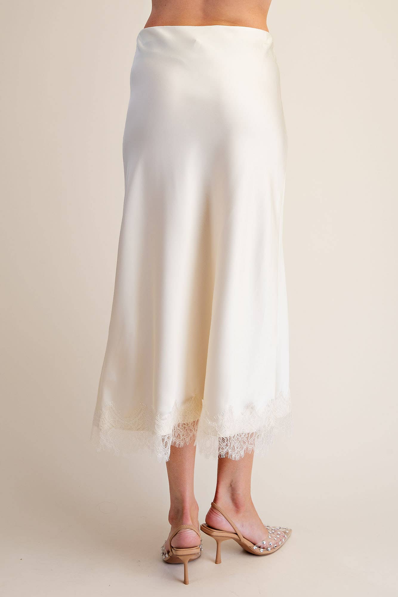 Lace Allure Midi Skirt-Cream