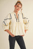 Marfa Bound Embroidered Top-Egg Shell