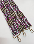 Mayan Print Bag Strap-White/Brown/Pink
