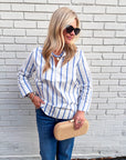 Everly Stripe Top-Blue
