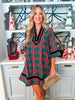 Holiday Cheer Plaid Mini Dress-Green