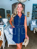 Bonjour Babe Collar Dress-Navy
