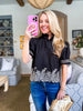 Threaded Bloom Embroidered Top-Black