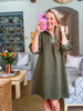 Out and About Jacquard Dress-Olive