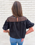 Sheer Romance Bubble Top-Black