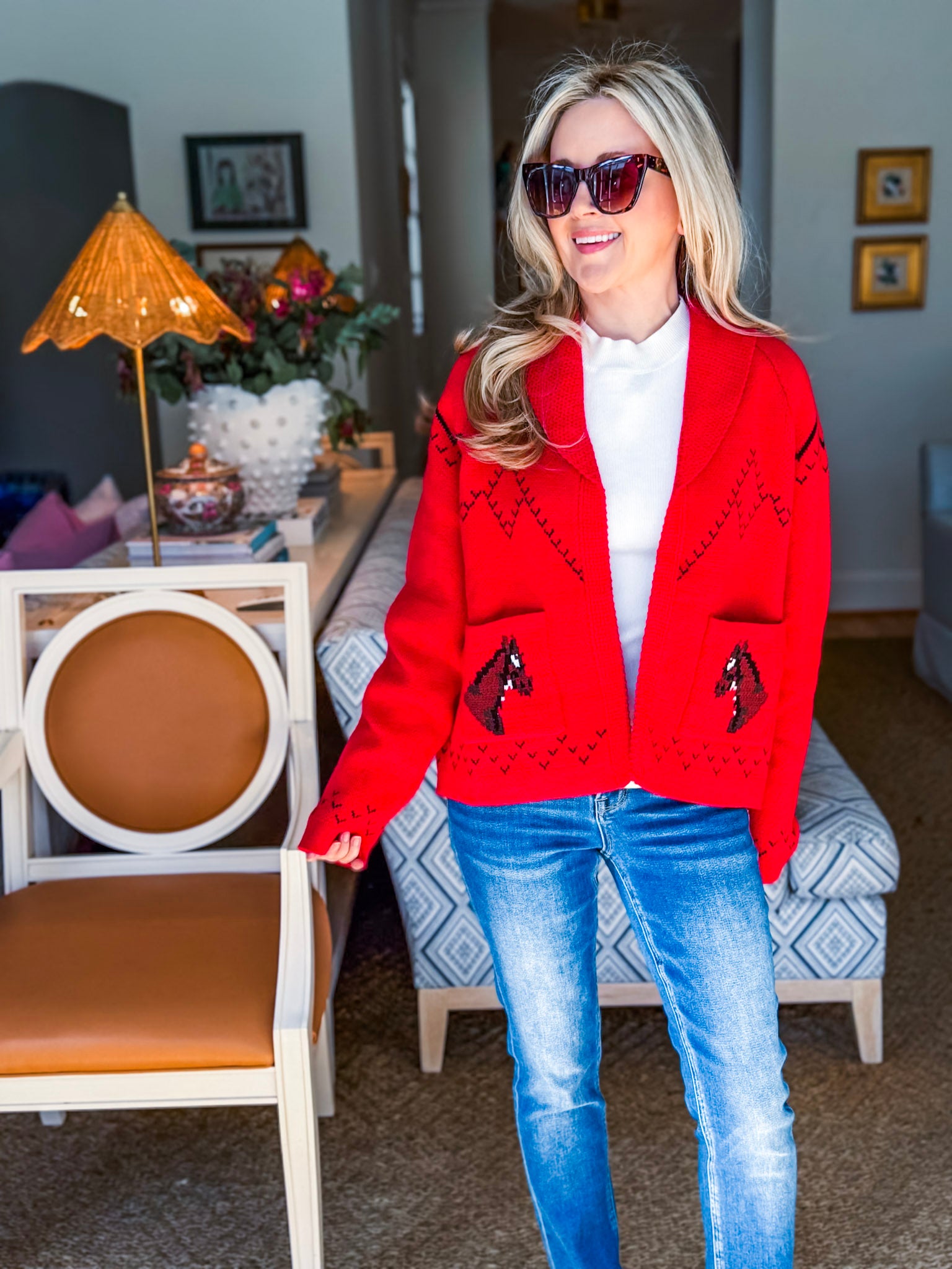 Horse Knit Sweater-Red