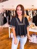 SantaFe Embroidered Top- Black