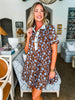 Garden Girl Floral Mini Dress-Brown