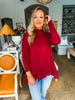 Cuddled Up Eyelet Sweater- Garnet