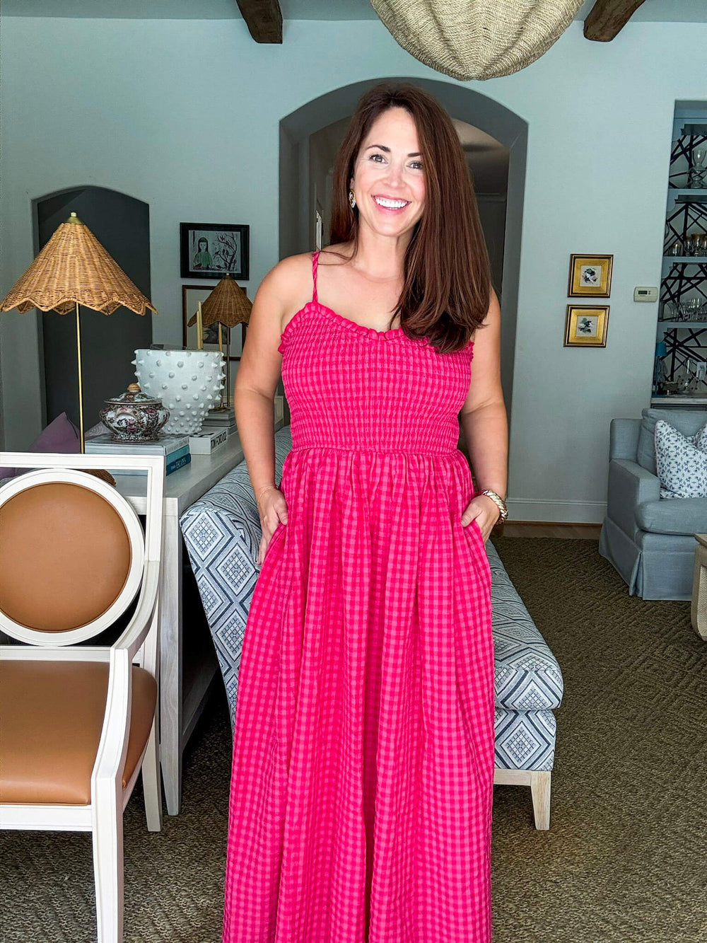 Summer Sundays Gingham Dress-Cherry