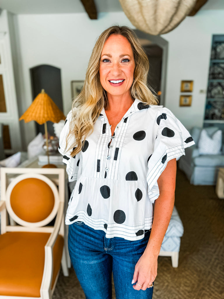 Spot On Polka Dot Top- Ivory Black