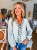 Blossom Sage Embroidered Top