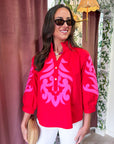 Blush Peony Top-Red