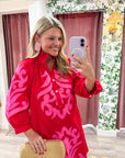 Isla Floral Baroque Dress-Red