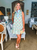 Retro Palms Mini Dress-Green