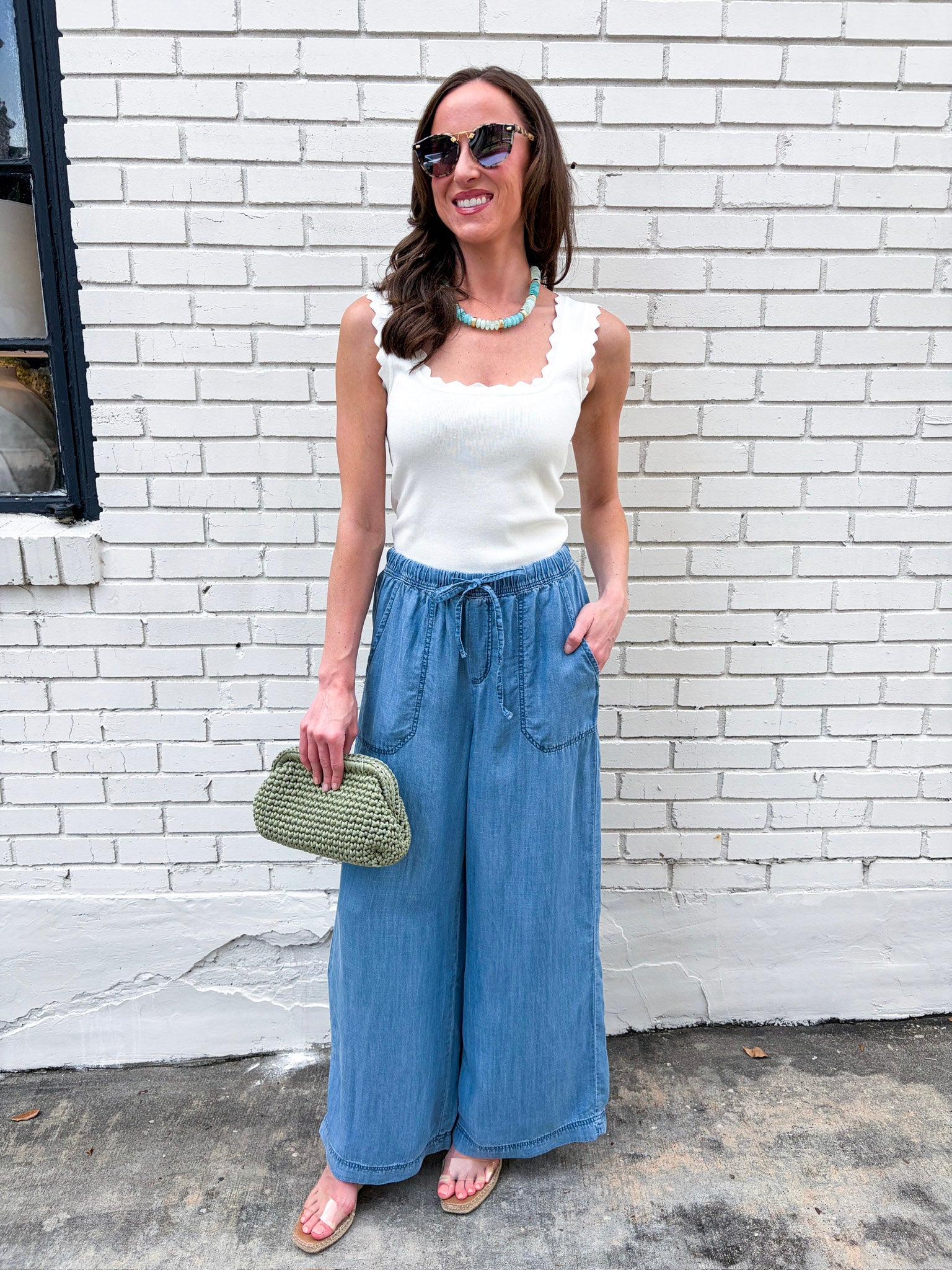 Lila Scallop Knit Top-Cream