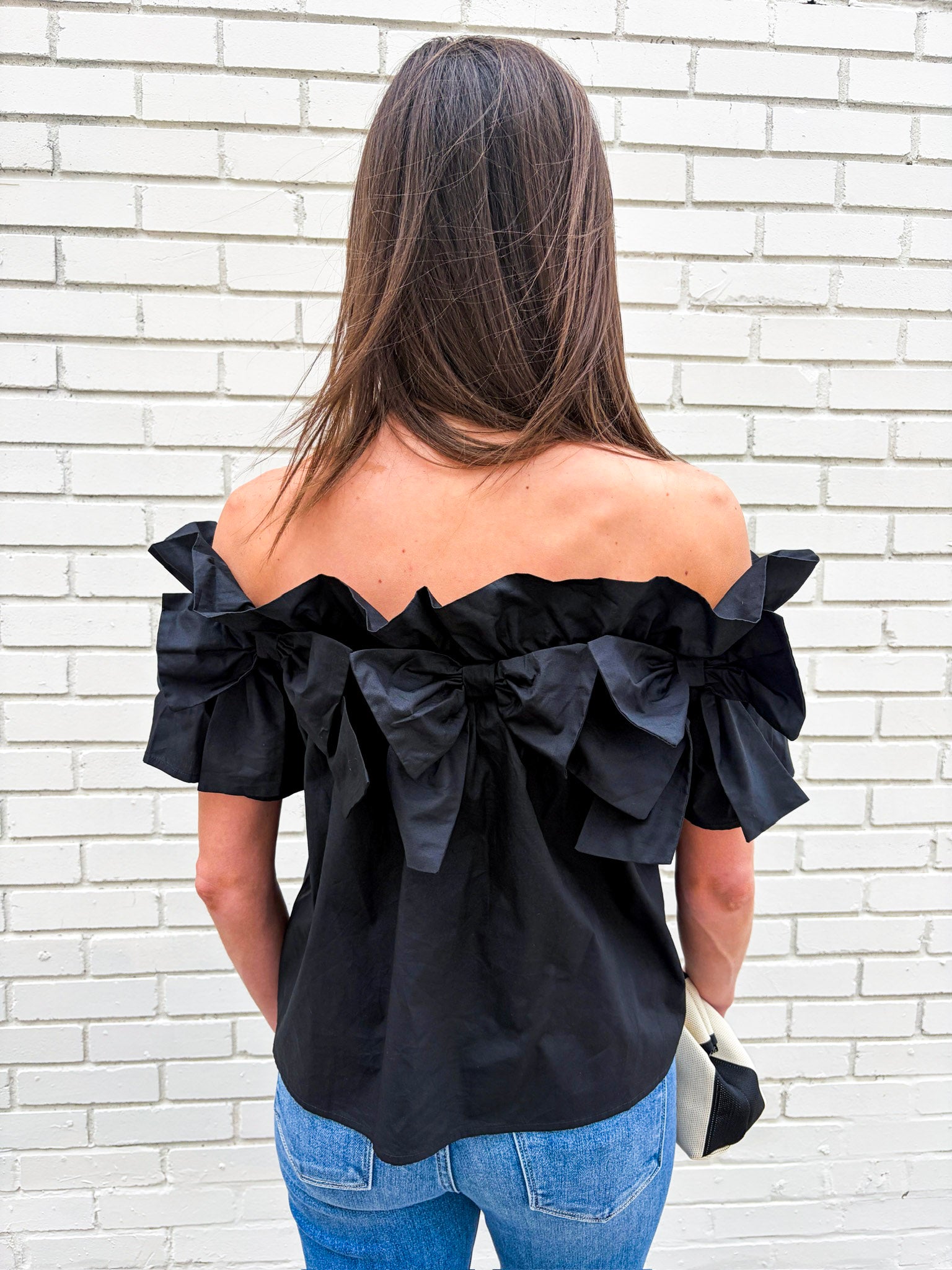 Great Night Off Shoulder Top-Black