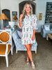 Floral Panel Mini Dress-Ecru