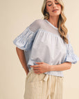 Sheer Romance Bubble Top-Sky Blue
