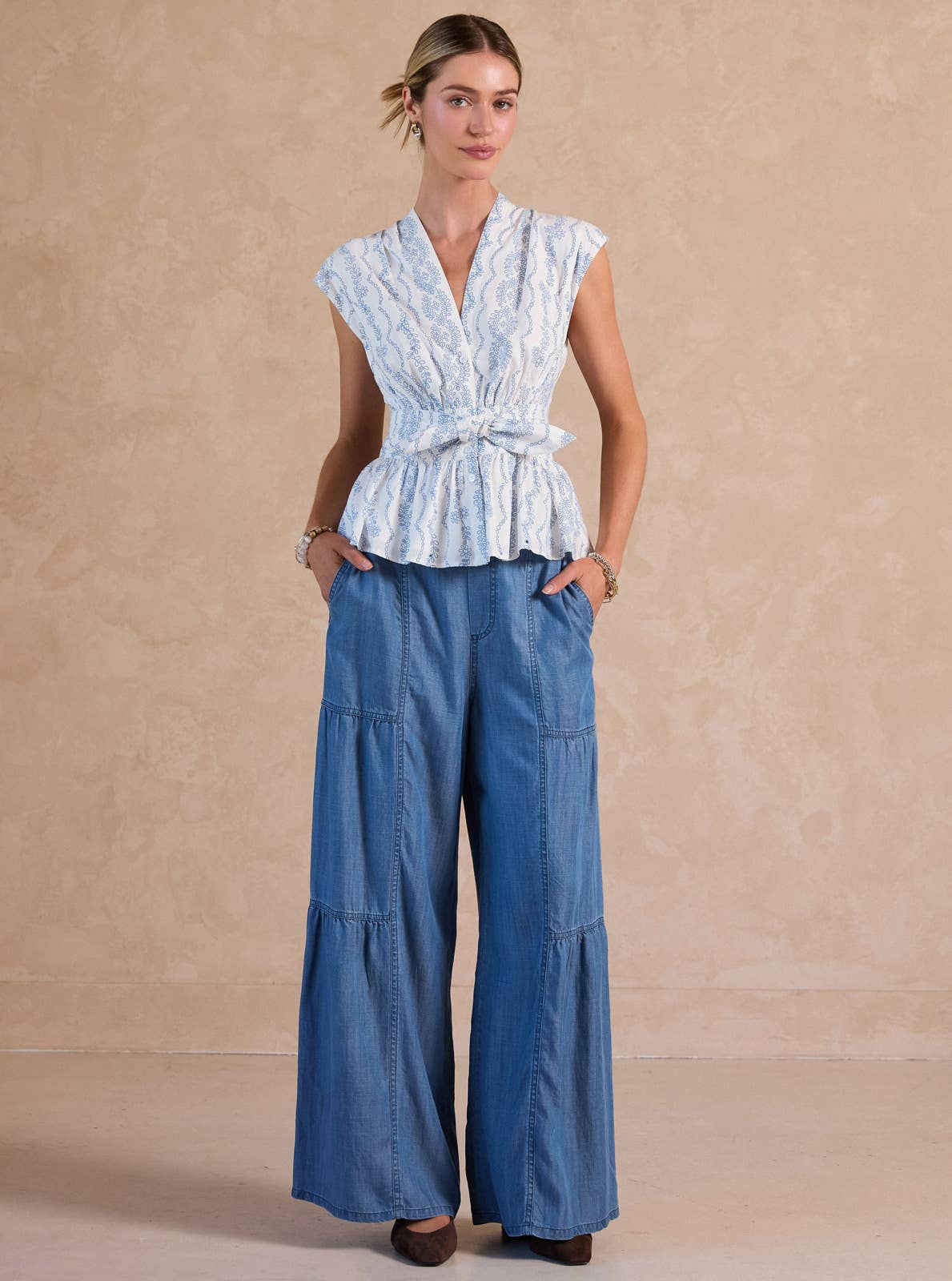 Sugar Petal Eyelet Peplum Top