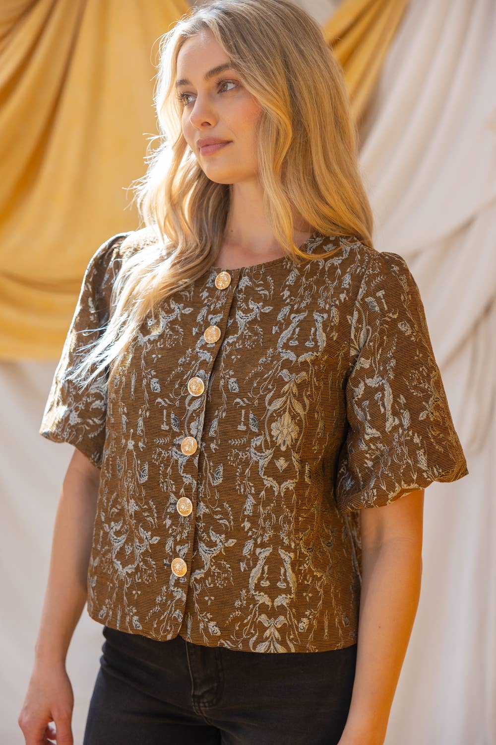 Lavinia Floral Jacquard Top