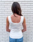 Lila Scallop Knit Top-Cream